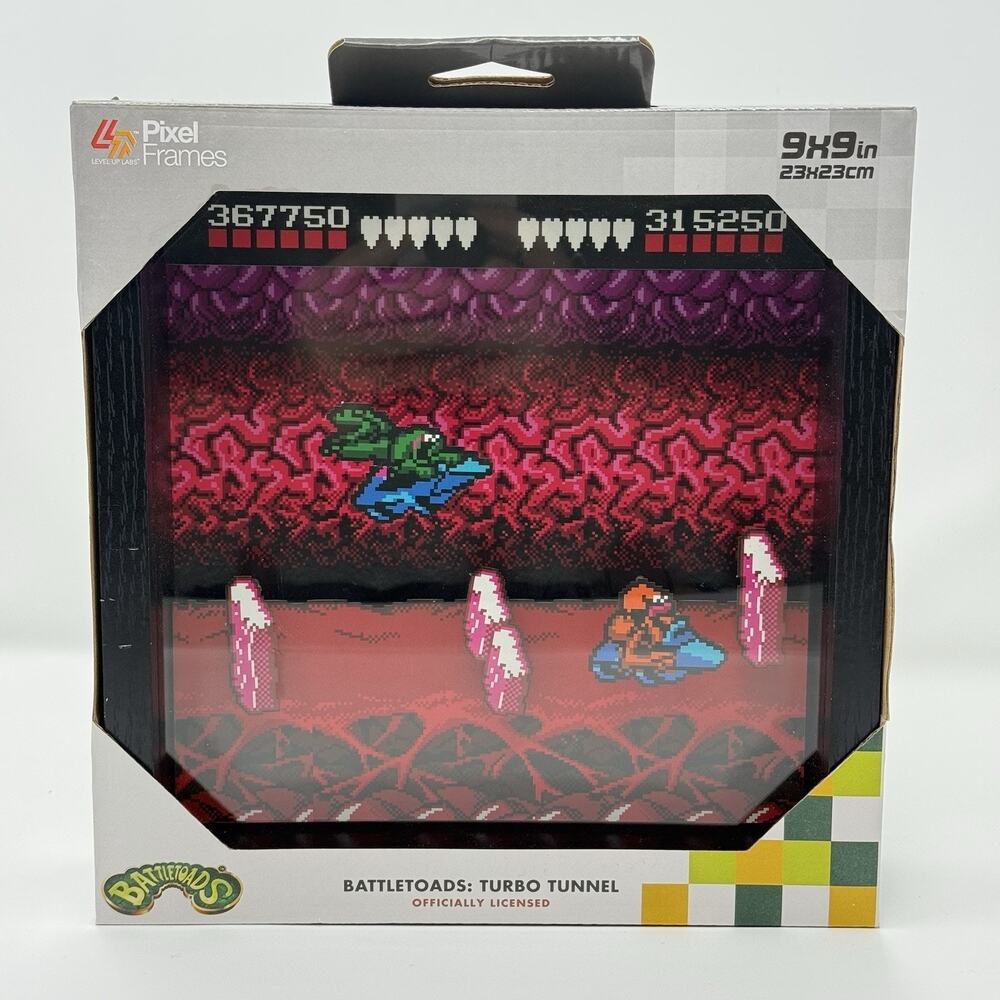 Pixel Frames Battletoads NES Turbo Tunnel 9x9 Shadow Box Art New